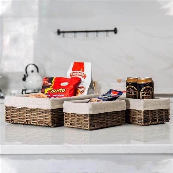 Handmade Storage Basket Wicker Baskets for Organizing Shelf Baskets Woven Decor - Picture 6 of 8